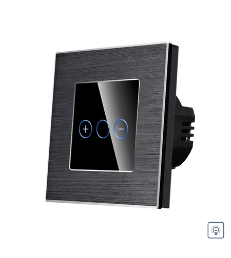 Intrerupator Simplu cu Variator cu Touch din Sticla si Rama de Aluminiu LUXION, negru