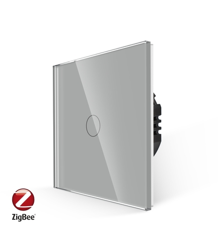 Intrerupator Simplu cu Touch din Sticla LUXION, protocol ZigBee, gri