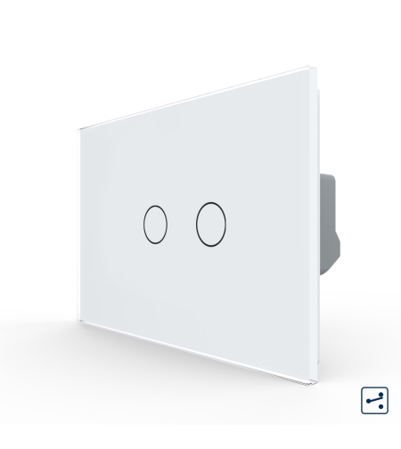 Intrerupator Dublu Cap Scara / Cruce cu Touch LIVOLO din Sticla – Standard Italian, alb