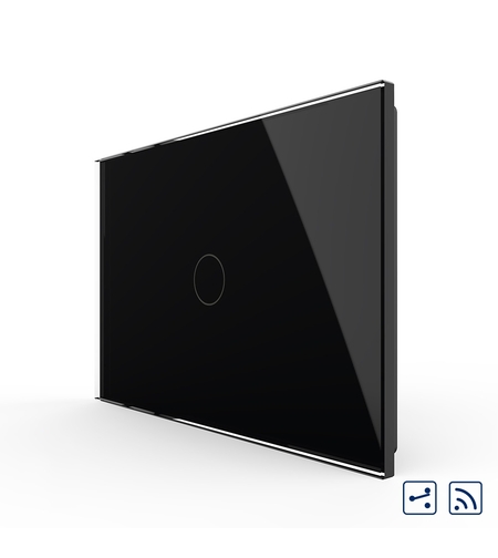 Intrerupator cap scara/cruce wireless cu touch Livolo din sticla - standard italian, negru