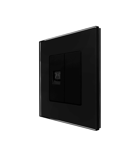 Priza Telefon + Blank cu Rama din Sticla LUXION, negru