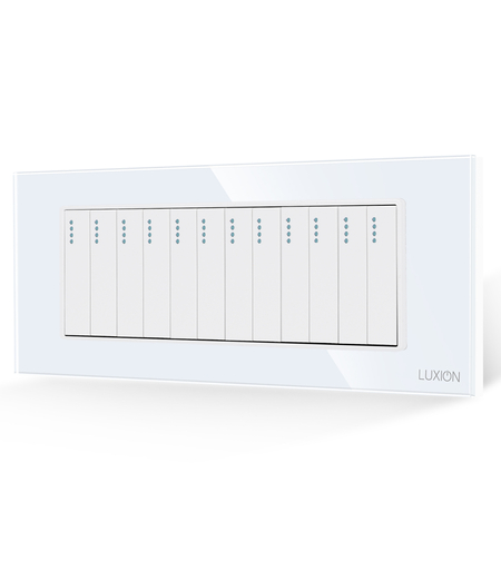 Intrerupator Mecanic 12 Posturi LUXION cu Rama din Sticla, Standard Italian, 6M, alb