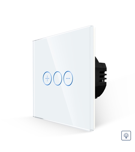 Intrerupator Simplu cu Variator cu Touch din Sticla  LUXION, alb