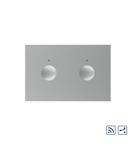 Modul intrerupator dublu cap scara / cruce wireless cu touch Livolo standard Italian, Serie noua, gri