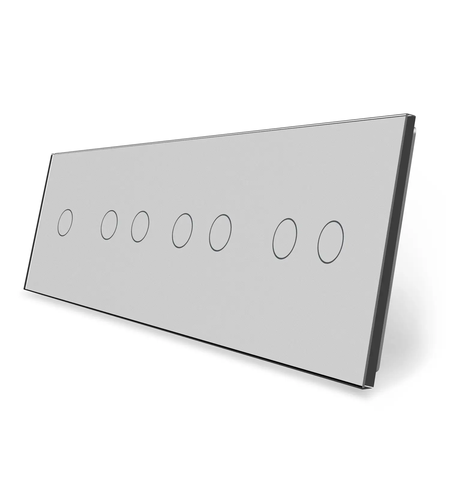 Panou intrerupator simplu + dublu + dublu + dublu cu touch LIVOLO din sticla, gri