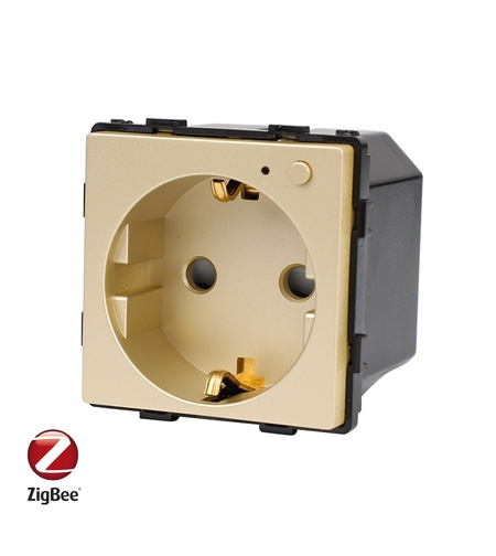 Modul Priza Inteligenta cu Protocol Zigbee si Monitorizare Consum, Fara Rama Din Sticla LUXION, auriu