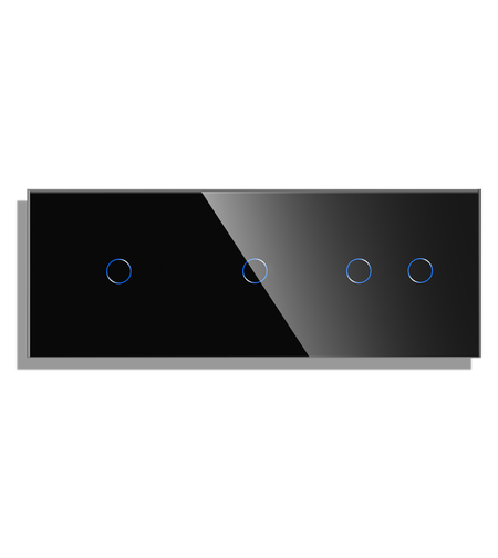 Panou Intrerupator Simplu + Simplu + Dublu cu Touch din Sticla LUXION, negru