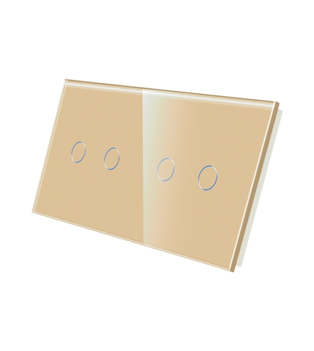 Panou Intrerupator Dublu + Dublu cu Touch Din Sticla LUXION, auriu