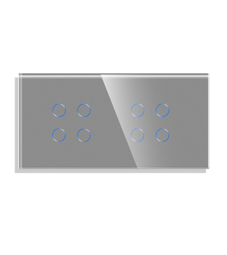 Panou Intrerupator Cvadruplu + Cvadruplu cu Touch din Sticla LUXION, gri