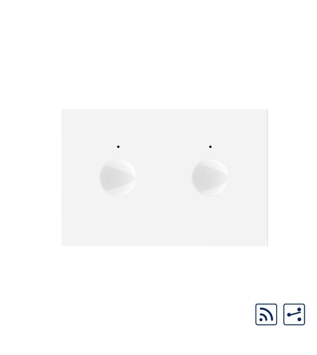 Modul intrerupator dublu cap scara / cruce wireless cu touch Livolo standard Italian, Serie noua, alb