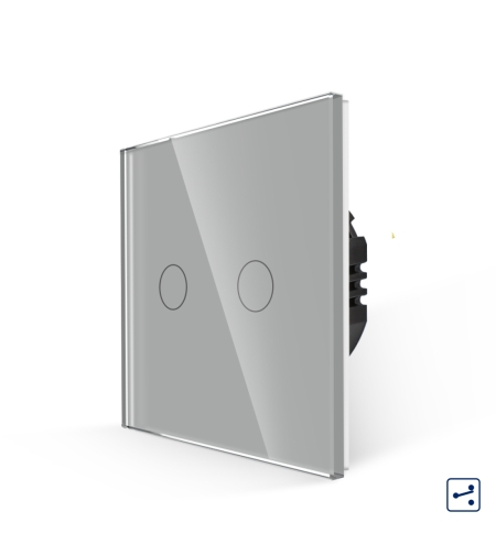 Intrerupator Dublu Cap Scara/Cruce cu Touch din Sticla LUXION, Serie A, gri