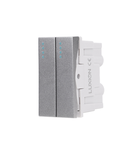 Modul Intrerupator Dublu Mecanic 2M / 1M LUXION, Standard Italian, gri