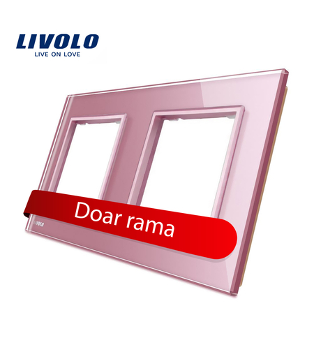 Rama priza dubla Livolo din sticla, roz