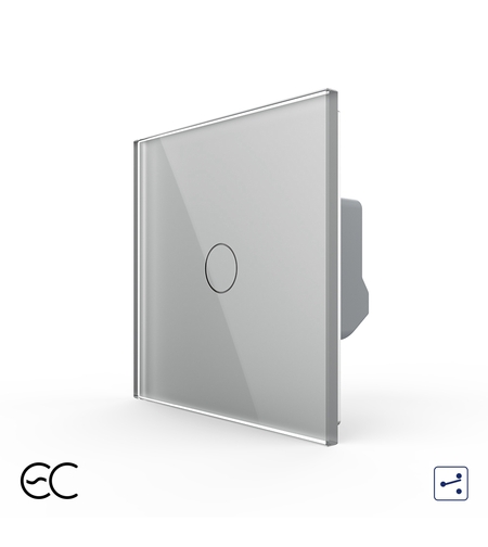 Intrerupator Simplu Cap Scara / Cruce cu Touch LIVOLO din Sticla - Protocol ZigBee EC, gri