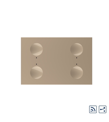 Modul intrerupator cvadruplu cap scara / cap cruce wireless cu touch Livolo standard Italian, Serie noua, auriu