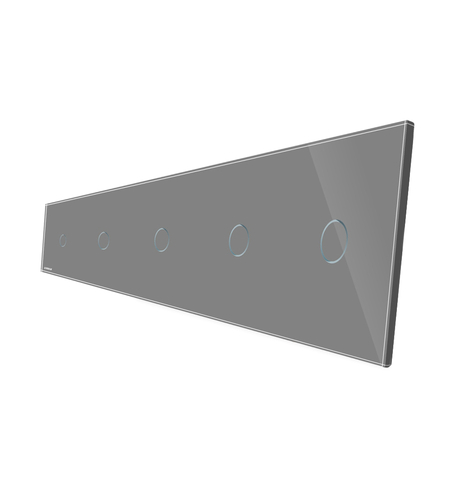 Panou 5 intrerupatoare simple cu touch Livolo din sticla, gri