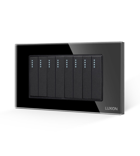 Intrerupator Mecanic 8 Posturi LUXION cu Rama din Sticla, Standard Italian, 4M, negru
