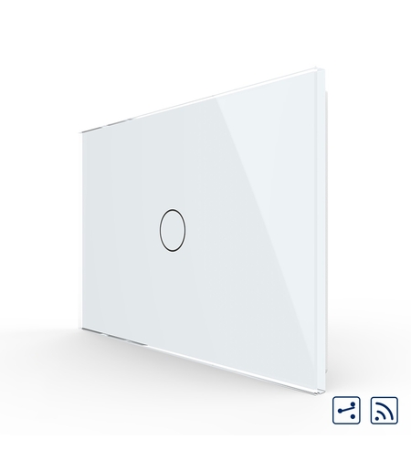 Intrerupator cap scara/cruce wireless cu touch Livolo din sticla - standard italian, alb