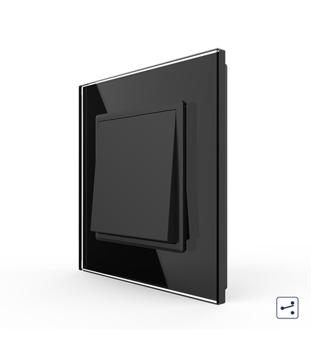 Intrerupator Simplu Mecanic Cap Cruce, 2 Module LIVOLO cu Rama din Sticla - Serie Noua, negru