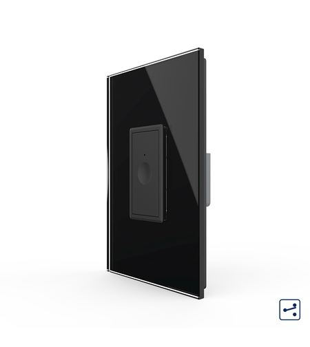 Intrerupator Simplu Cap Scara / Cruce cu Touch Livolo cu Rama Din Sticla 1M - Serie Noua, negru