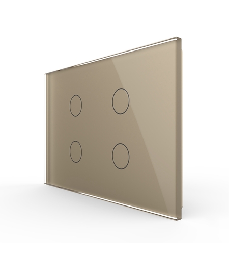 Panou intrerupator cvadruplu cu touch Livolo din sticla, standard Italian - Serie noua, auriu