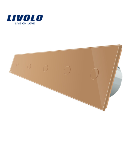 Intrerupator LIVOLO cu touch din sticla cu 5 intrerupatoare simple, auriu