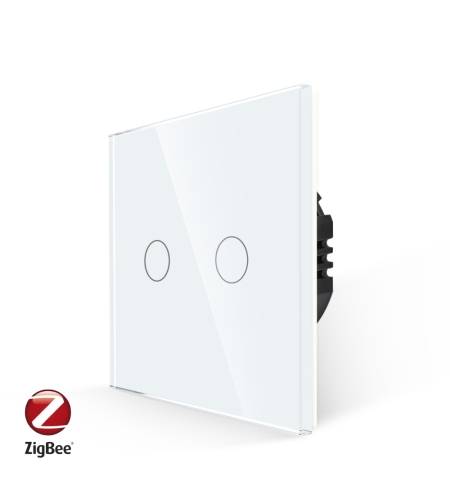 Intrerupator Dublu cu Touch din Sticla LUXION, protocol ZigBee, alb