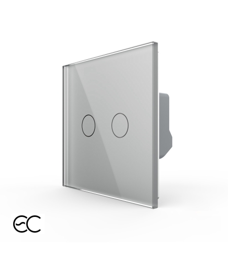 Intrerupator Dublu cu Touch LIVOLO din Sticla - Protocol ZigBee EC, gri