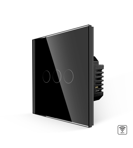 Intrerupator Triplu Wi-Fi cu Touch din Sticla LUXION, negru