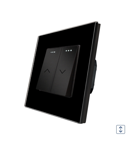 Intrerupator Jaluzele Mecanic LUXION cu Rama din Sticla, negru