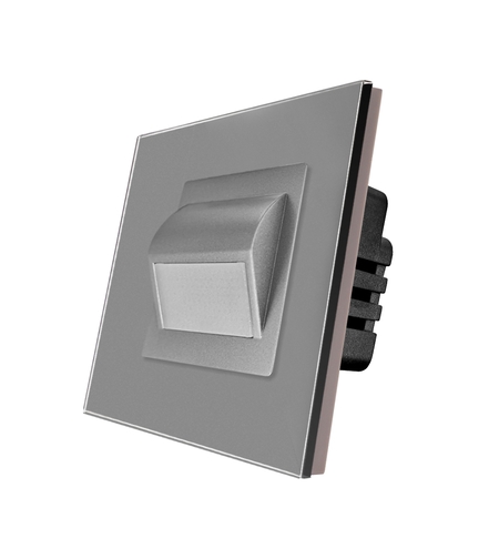 Lampa de Veghe LED cu Lumina Alb - Neutra LUXION cu Rama de Sticla, gri