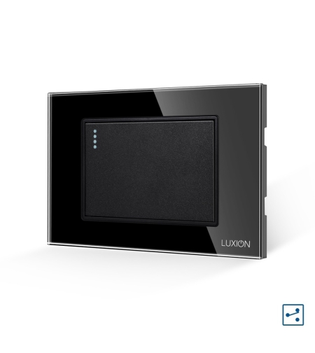 Intrerupator Simplu Cap Scara Mecanic LUXION cu Rama din Sticla, Standard Italian, 3M, negru