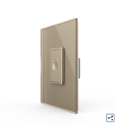 Intrerupator Simplu Cap Scara / Cruce cu Touch Livolo cu Rama Din Sticla 1M - Serie Noua, auriu