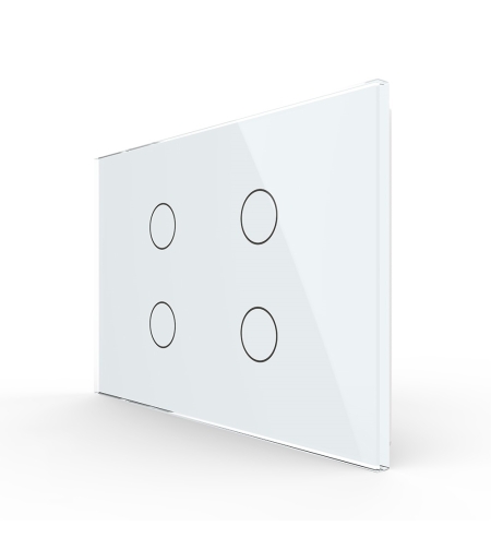 Intrerupator cvadruplu cu touch Livolo din sticla - standard italian, alb