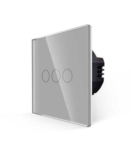 Intrerupator Triplu cu Touch din Sticla LUXION, gri