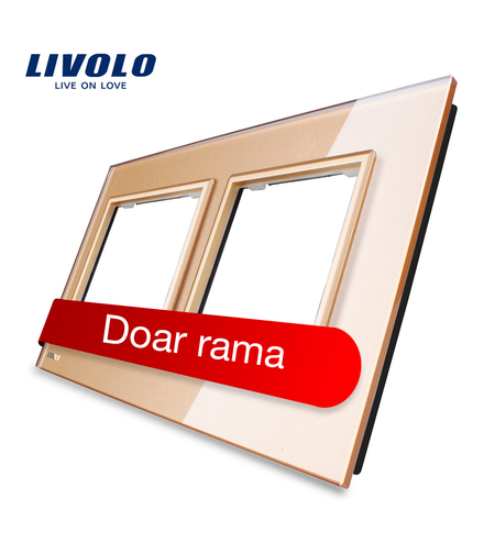 Rama priza dubla Livolo din sticla, auriu