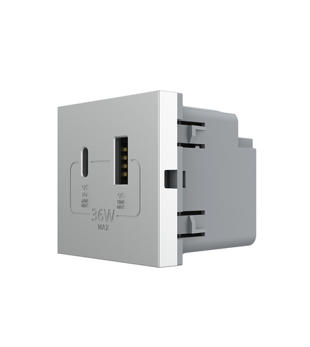 Modul Priza USB-A + USB-C LIVOLO – Serie Noua, gri