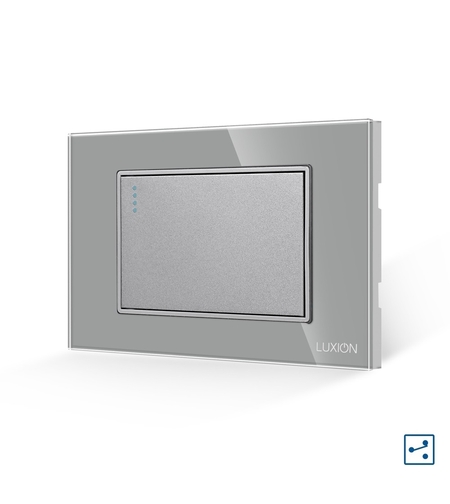 Intrerupator Simplu Cap Scara Mecanic LUXION cu Rama din Sticla, Standard Italian, 3M, gri