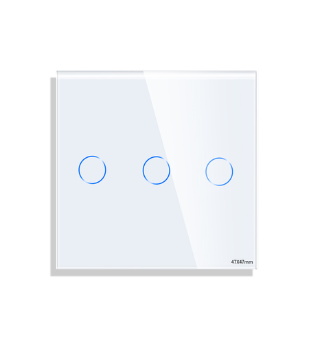 Panou Intrerupator Triplu cu Touch Mini din Sticla LUXION, alb