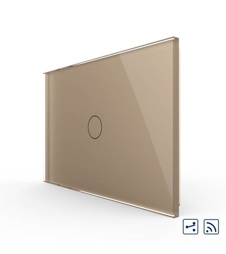 Intrerupator cap scara/cruce wireless cu touch Livolo din sticla - standard italian, auriu