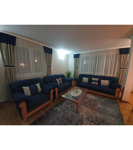 Draperii şi perdele living combinaţie gri-albastru închis