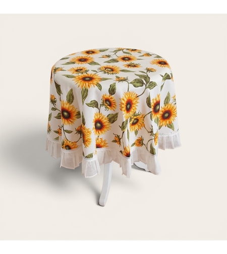 Faţă de masă rotundă cu floarea-soarelui LINA