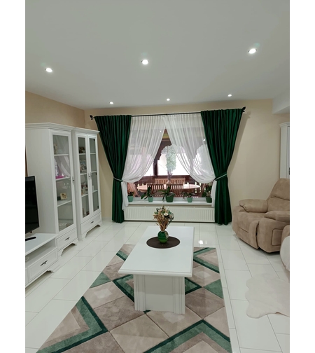 Set perdea voal şi draperii catifea verde smarald