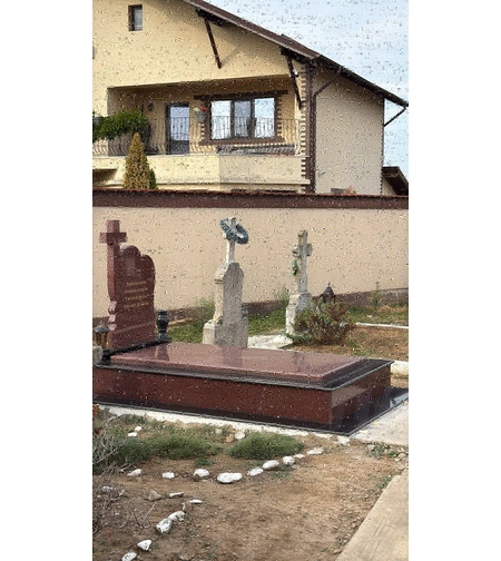 REF-2087 MORMANT PLACA CU 2 CM GRANIT NEGRU SI GRANIT RUBY ROSSE