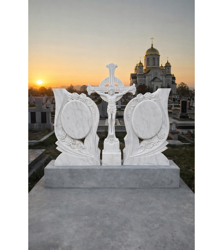 MAR-1825 CRUCE MARMURA DUBLA CU SCULPTURA