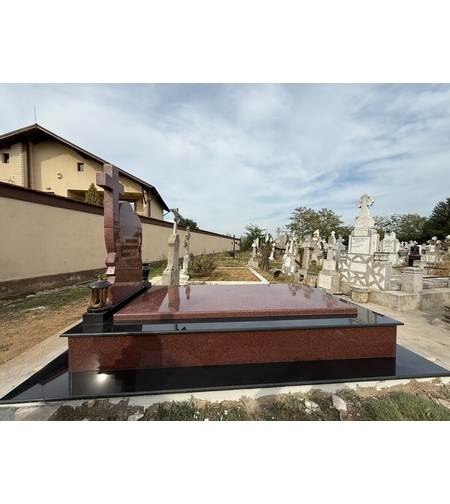 REF-2085 MORMANT PLACA CU 2 CM GRANIT NEGRU SI GRANIT RUBY ROSSE