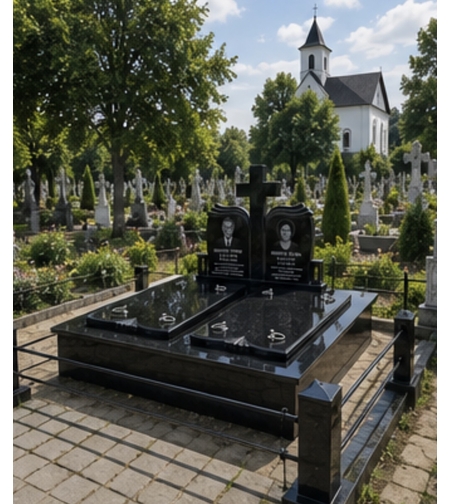 REF-2039 MORMANT DUBLU DIN GRANIT NEGRU ABSOLUT COMPLECT
