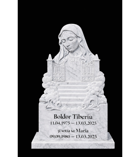 MAR-1876 MONUMENT FUNERAR DIN MARMURA CU SCULPTURA MAICA