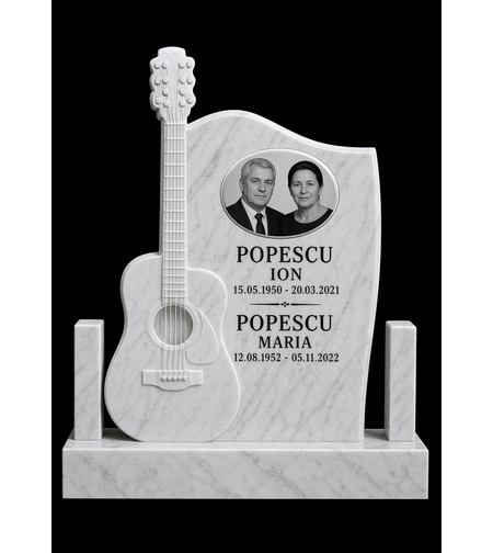 MAR-1920 CRUCE MARMURA CU SCULPTURA CHITARA