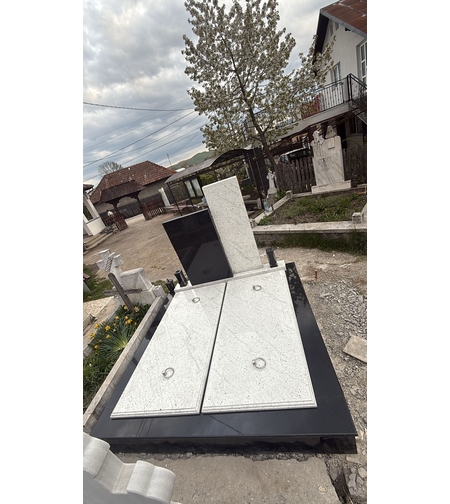 PRM-1917 MORMANT DIN GRANIT NEGRU SI GRANIT PITAYA PENTRU DOUA LOCURI